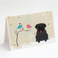 Christmas Presents between Friends Pug - Black Greeting Cards Pack of 8 Blank Cards with Envelopes Whimsical A7 Size 5x7