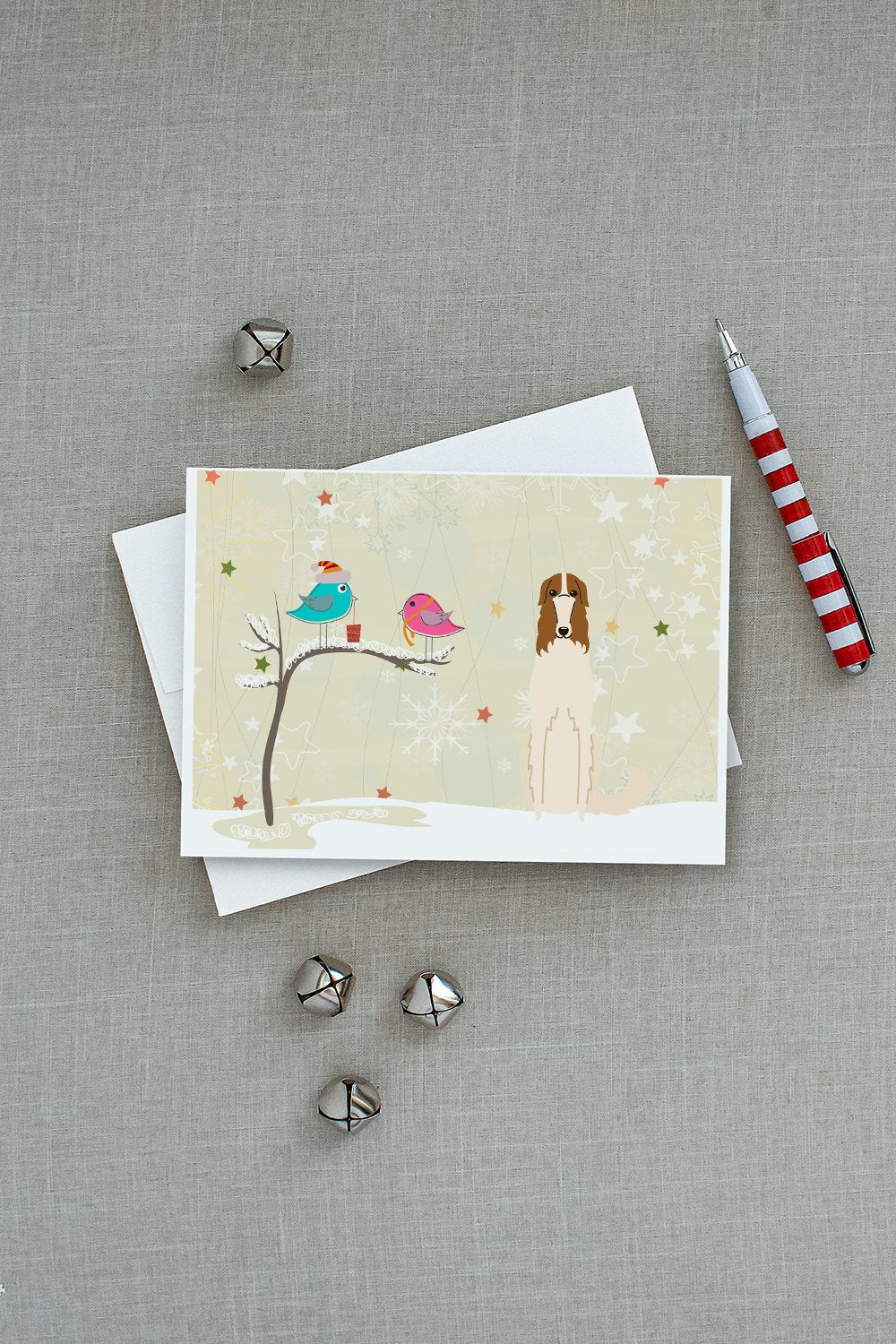 Christmas Presents between Friends Borzoi Greeting Cards Pack of 8 Blank Cards with Envelopes Whimsical A7 Size 5x7
