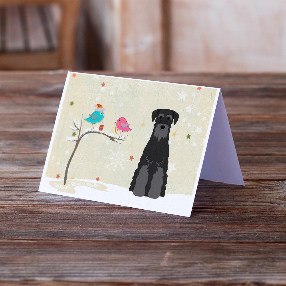 Christmas Presents between Friends Schnauzer - Black Greeting Cards Pack of 8 Blank Cards with Envelopes Whimsical A7 Size 5x7