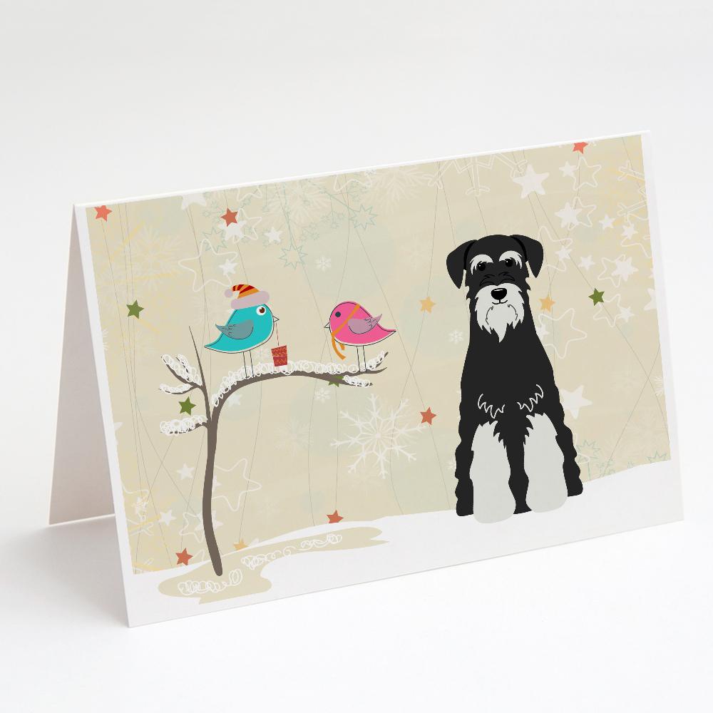 Christmas Presents between Friends Schnauzer - Salt and Pepper Greeting Cards Pack of 8 Blank Cards with Envelopes Whimsical A7 Size 5x7