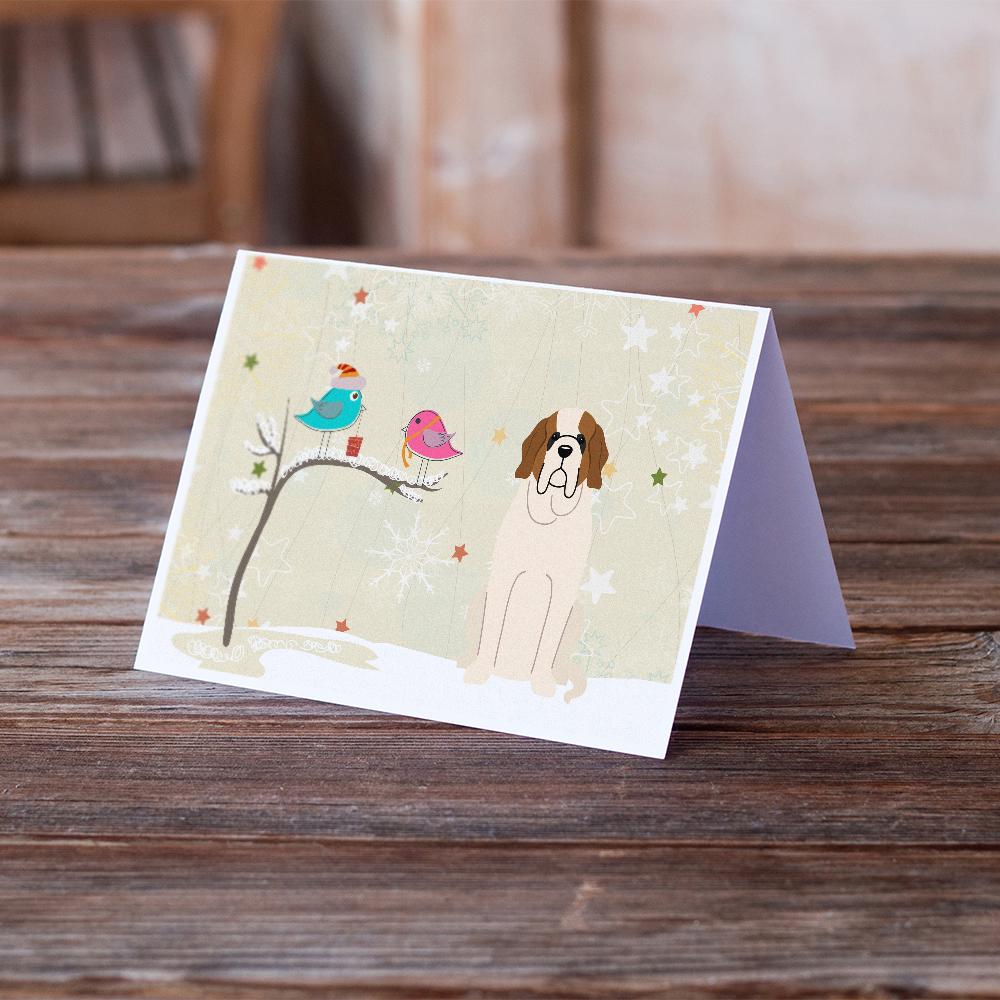 Christmas Presents between Friends Saint Bernard Greeting Cards Pack of 8 Blank Cards with Envelopes Whimsical A7 Size 5x7