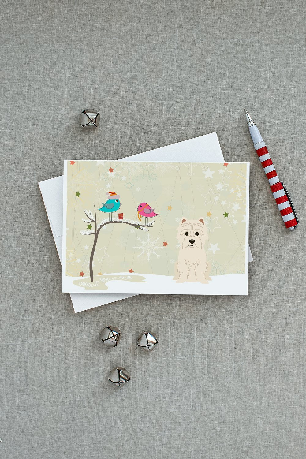 Christmas Presents between Friends West Highland White Terrier Greeting Cards Pack of 8 Blank Cards with Envelopes Whimsical A7 Size 5x7