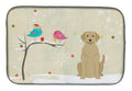 Christmas Presents between Friends Labrador Retriever - Yellow Dish Drying Mat Absorbent Dish Drying Mat Pad for Kitchen Counter Dish Drainer Mat for Countertop, 14 x 21", Multicolor