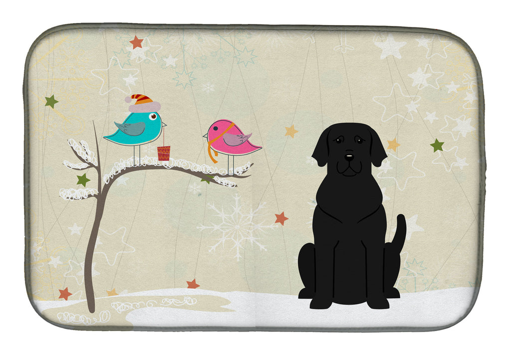 Christmas Presents between Friends Labrador Retriever - Black Dish Drying Mat Absorbent Dish Drying Mat Pad for Kitchen Counter Dish Drainer Mat for Countertop, 14 x 21", Multicolor