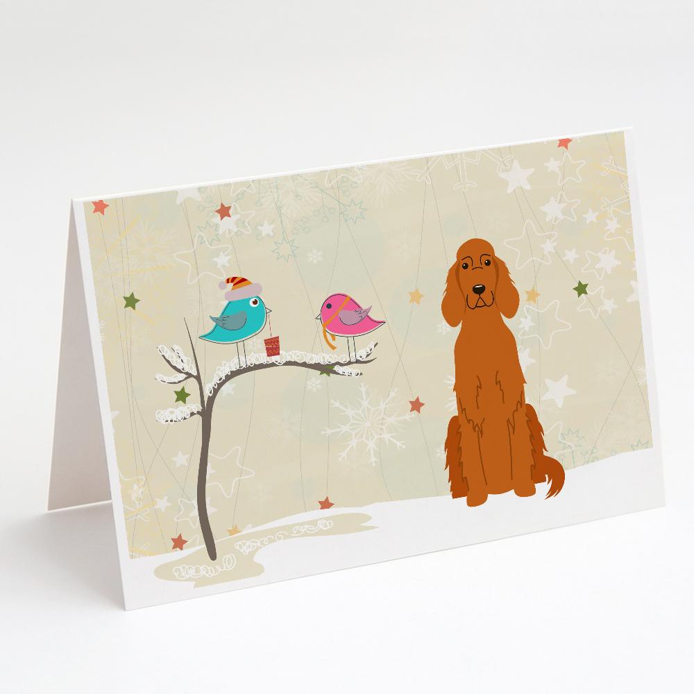 Christmas Presents between Friends Irish Setter Greeting Cards Pack of 8 Blank Cards with Envelopes Whimsical A7 Size 5x7