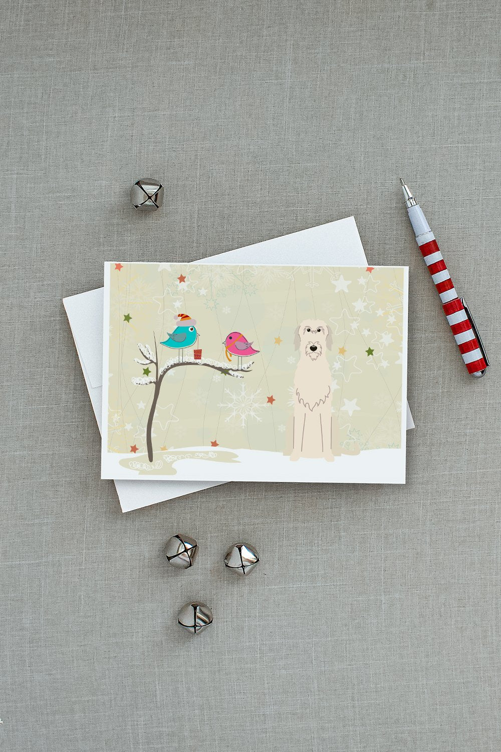 Christmas Presents between Friends Irish Wolfhound Greeting Cards Pack of 8 Blank Cards with Envelopes Whimsical A7 Size 5x7
