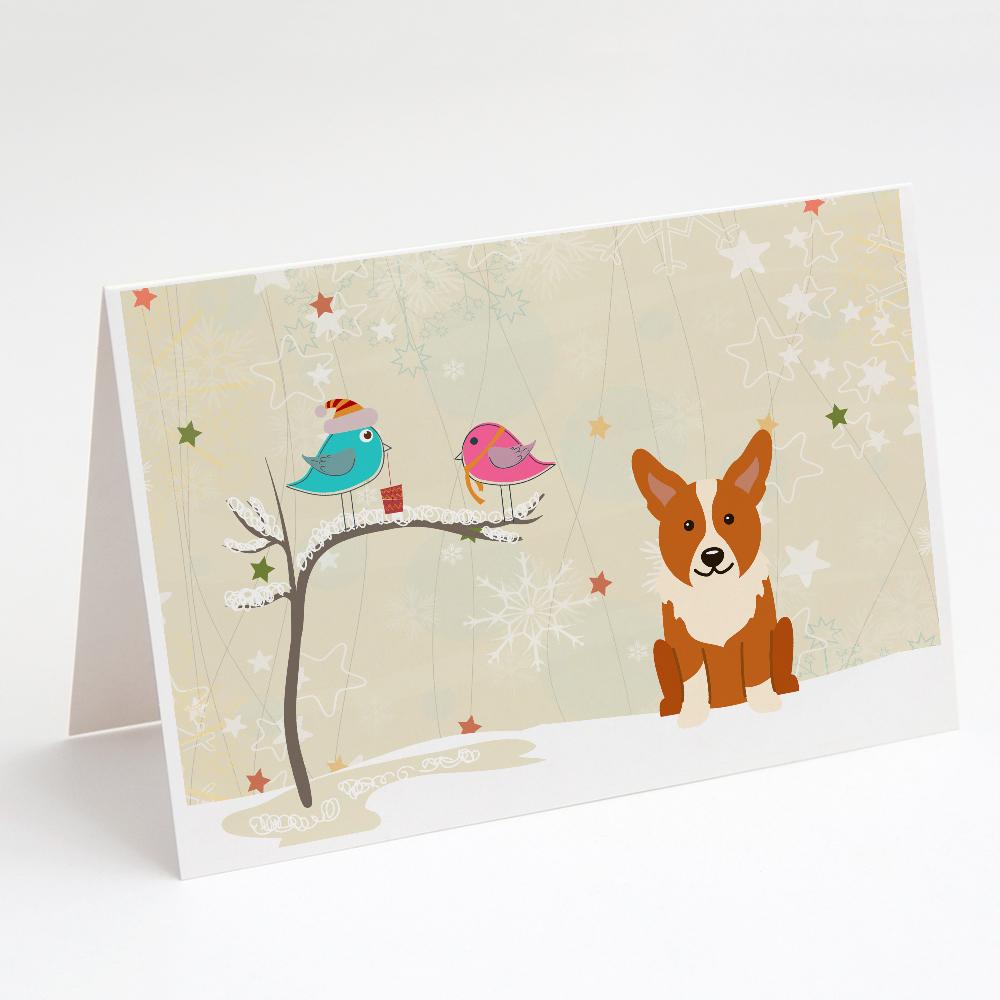 Christmas Presents between Friends Corgi Greeting Cards Pack of 8 Blank Cards with Envelopes Whimsical A7 Size 5x7