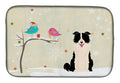 Christmas Presents between Friends Border Collie - Black and White Dish Drying Mat Absorbent Dish Drying Mat Pad for Kitchen Counter Dish Drainer Mat for Countertop, 14 x 21", Multicolor