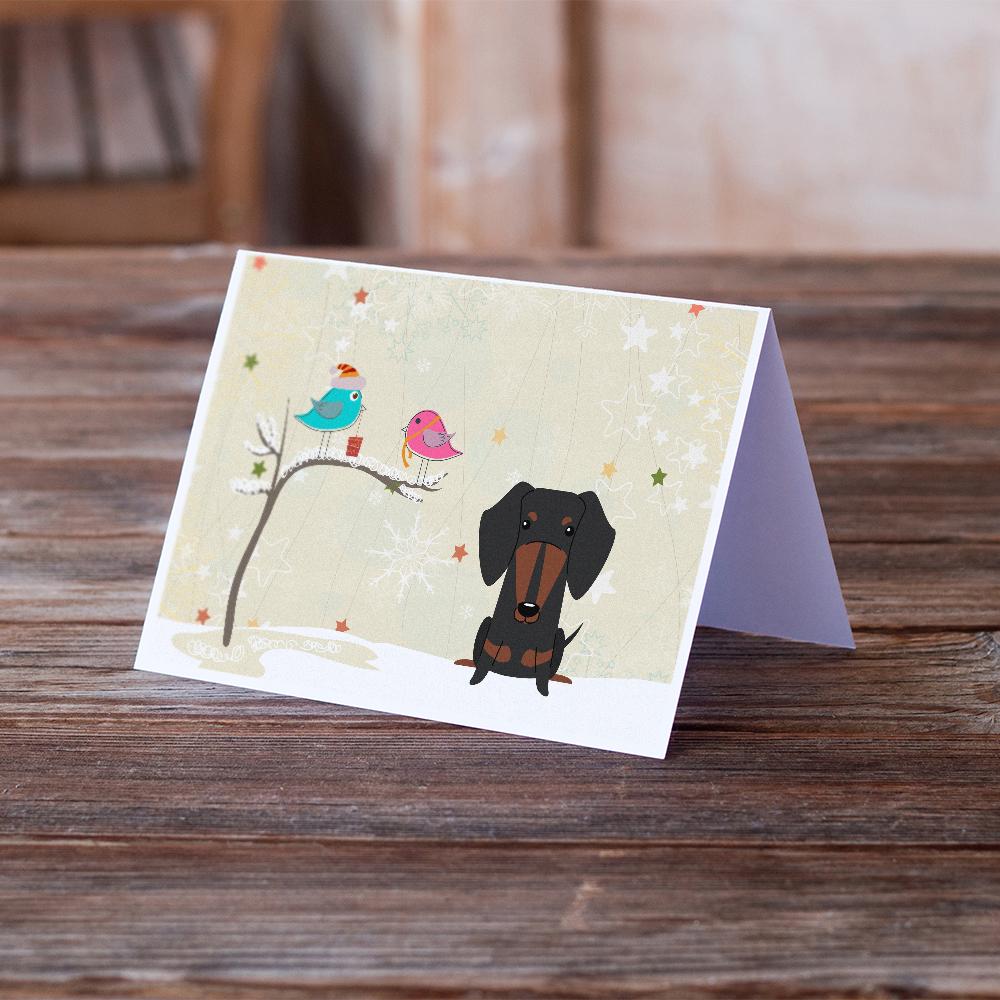Christmas Presents between Friends Dachshund - Black and Tan Greeting Cards Pack of 8 Blank Cards with Envelopes Whimsical A7 Size 5x7