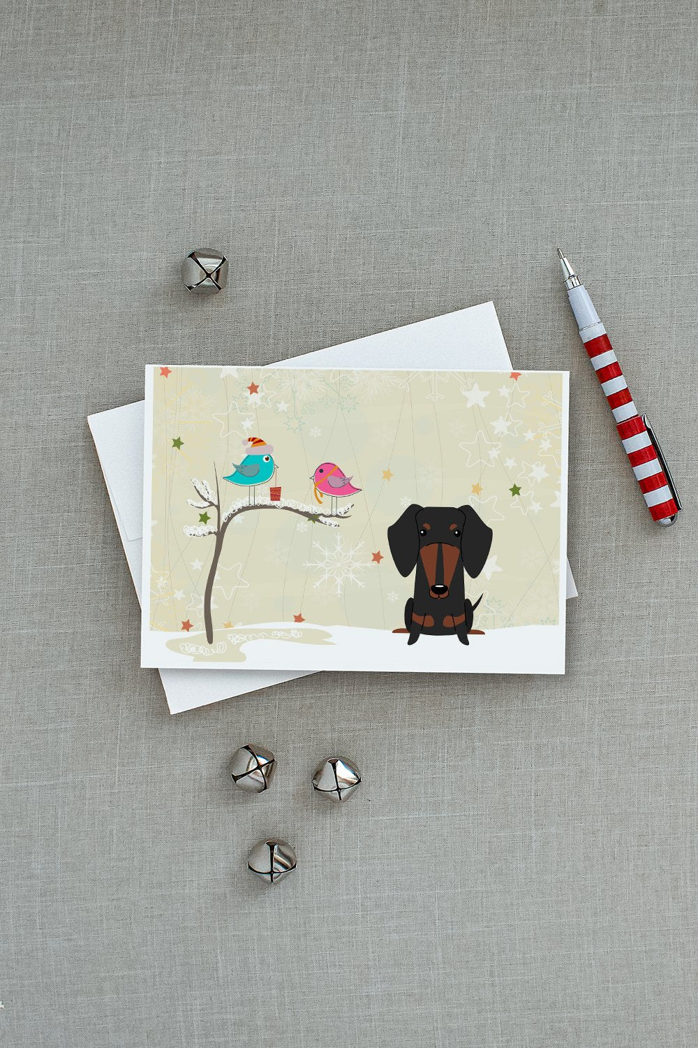 Christmas Presents between Friends Dachshund - Black and Tan Greeting Cards Pack of 8 Blank Cards with Envelopes Whimsical A7 Size 5x7