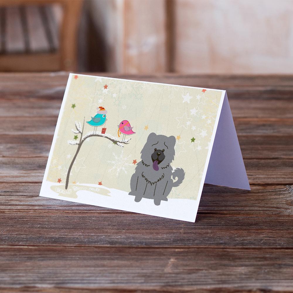 Christmas Presents between Friends Chow Chow - Blue Greeting Cards Pack of 8 Blank Cards with Envelopes Whimsical A7 Size 5x7