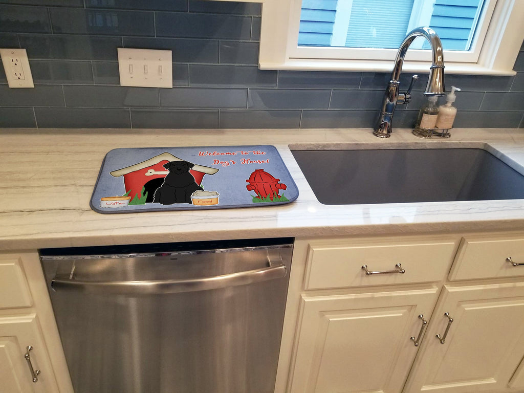 Dog House Collection Giant Schnauzer Dish Drying Mat Absorbent Dish Drying Mat Pad for Kitchen Counter Dish Drainer Mat for Countertop, 14 x 21", Multicolor