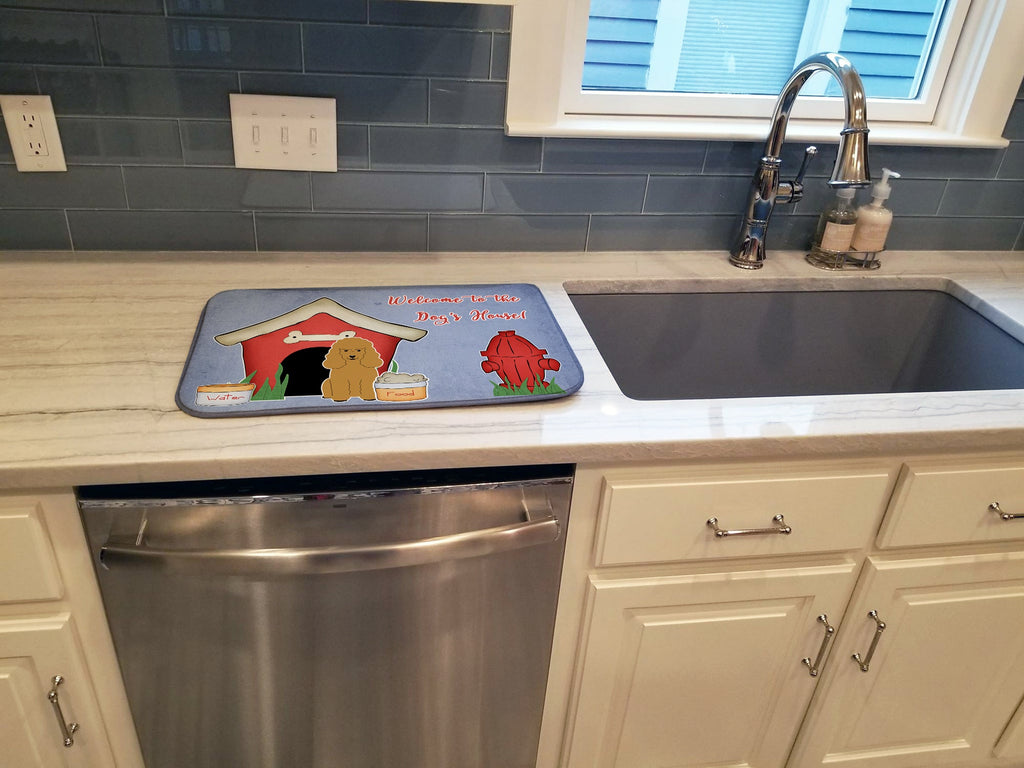 Dog House Collection Poodle Tan Dish Drying Mat Absorbent Dish Drying Mat Pad for Kitchen Counter Dish Drainer Mat for Countertop, 14 x 21", Multicolor
