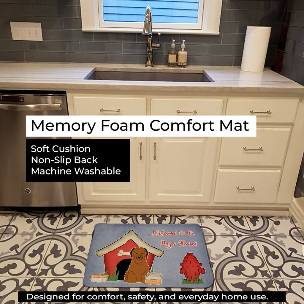 Dog House Collection Briard Brown Memory Foam Kitchen Mat Machine Washable Anti-Fatigue Cushion Comfort Bath or Kitchen Rug
