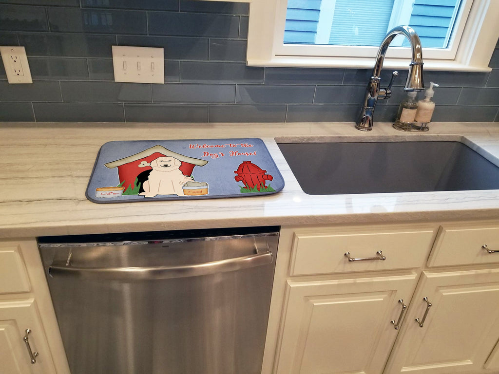 Dog House Collection Great Pyrenese Dish Drying Mat Absorbent Dish Drying Mat Pad for Kitchen Counter Dish Drainer Mat for Countertop, 14 x 21", Multicolor