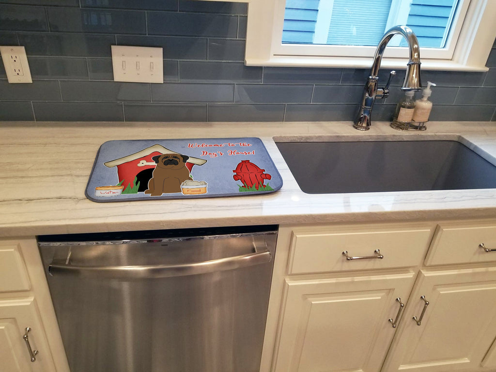 Dog House Collection Bullmastiff Dish Drying Mat Absorbent Dish Drying Mat Pad for Kitchen Counter Dish Drainer Mat for Countertop, 14 x 21", Multicolor