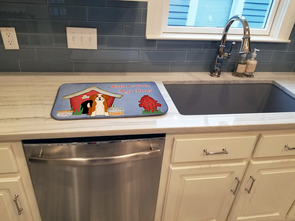 Dog House Collection English Foxhound Dish Drying Mat Absorbent Dish Drying Mat Pad for Kitchen Counter Dish Drainer Mat for Countertop, 14 x 21", Multicolor