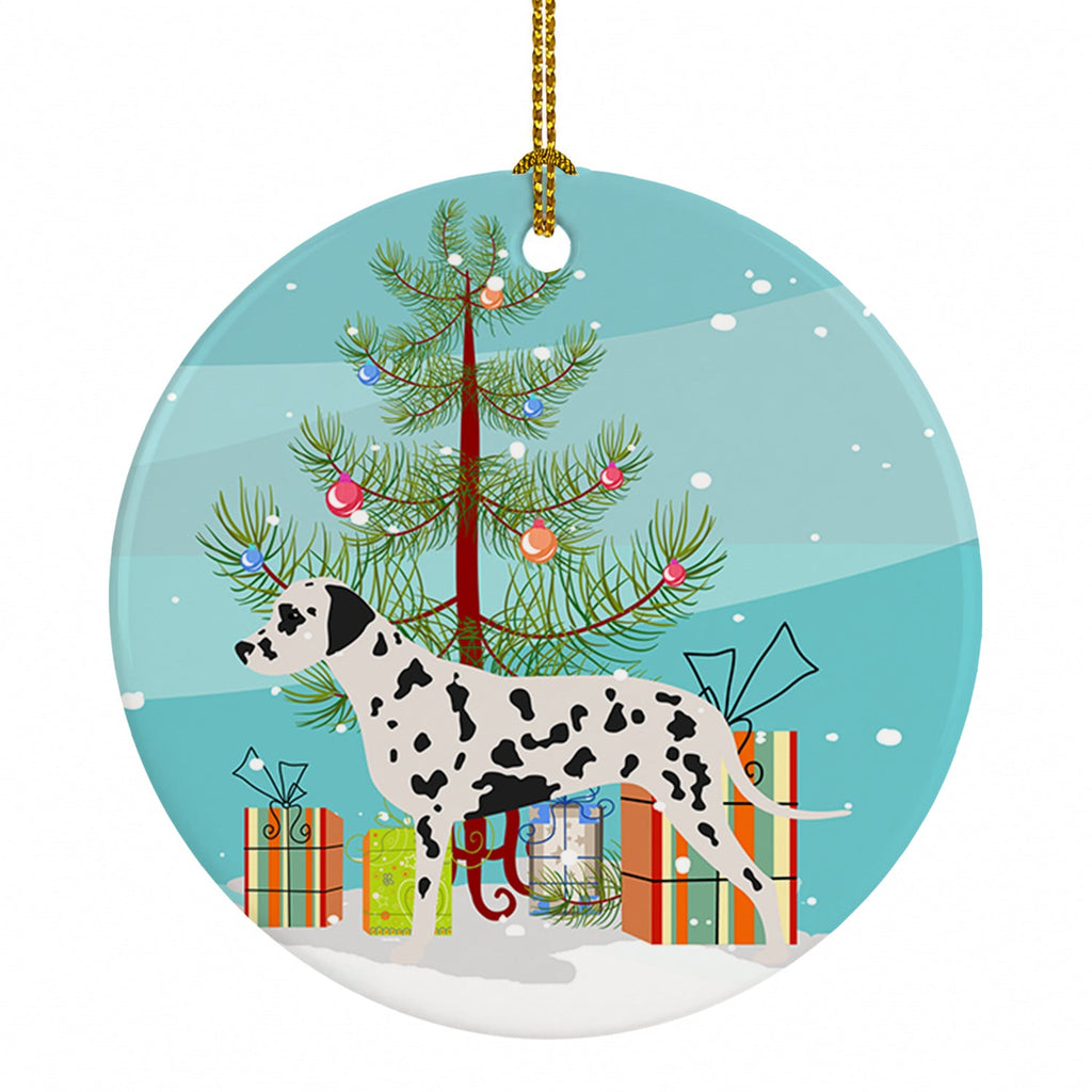 Dalmatian Merry Christmas Tree Ceramic Ornament Christmas Tree Hanging Decorations for Home Christmas Holiday, Party, Gift, 3 in, Multicolor