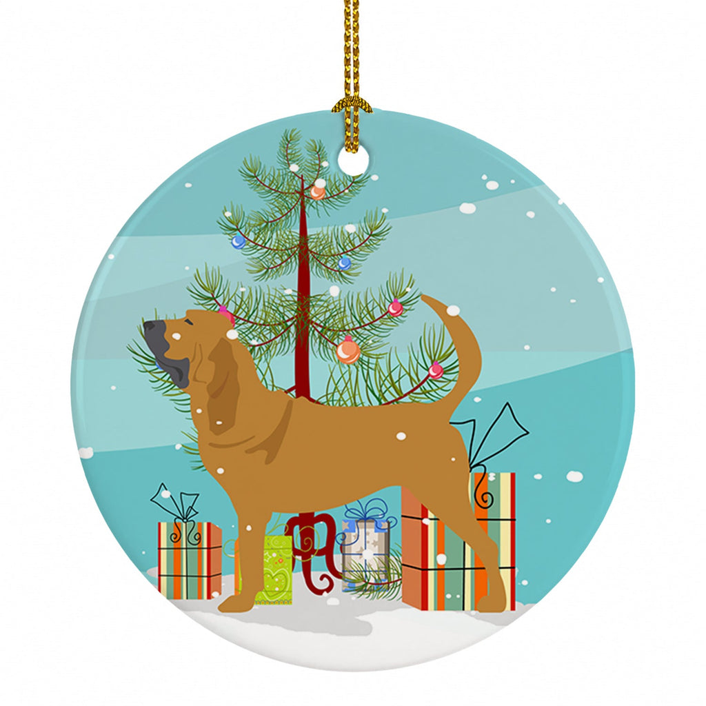Bloodhound Merry Christmas Tree Ceramic Ornament Christmas Tree Hanging Decorations for Home Christmas Holiday, Party, Gift, 3 in, Multicolor