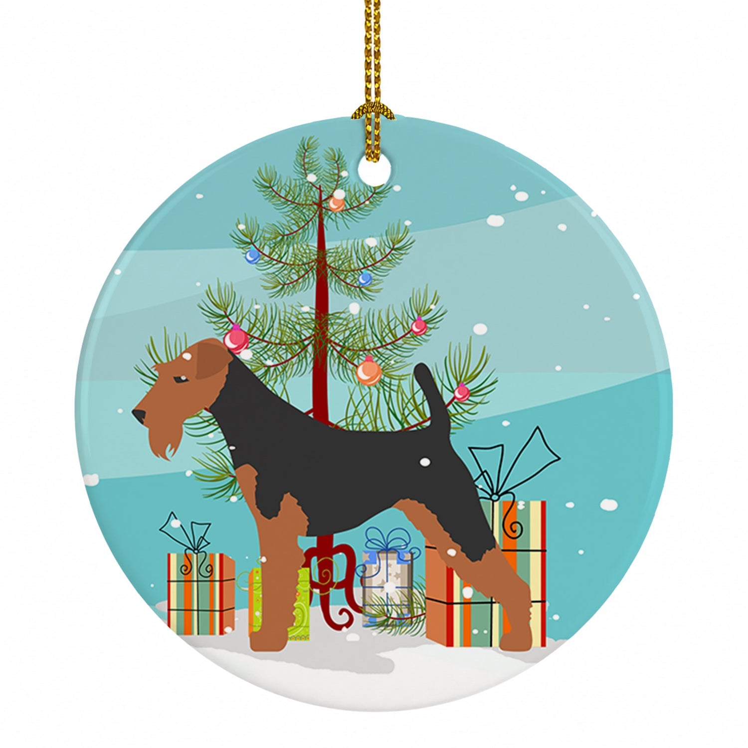 Welsh Terrier Merry Christmas Tree Ceramic Ornament Christmas Tree Hanging Decorations for Home Christmas Holiday, Party, Gift, 3 in, Multicolor