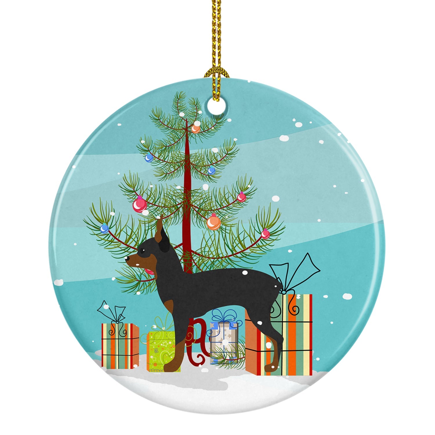 Toy Fox Terrier Merry Christmas Tree Ceramic Ornament Christmas Tree Hanging Decorations for Home Christmas Holiday, Party, Gift, 3 in, Multicolor