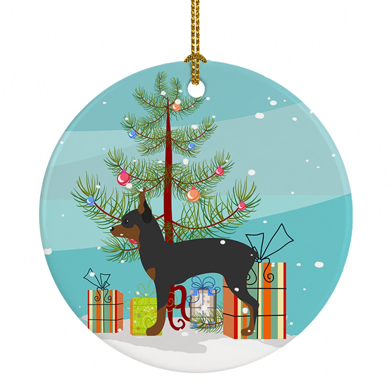 Toy Fox Terrier Merry Christmas Tree Ceramic Ornament Christmas Tree Hanging Decorations for Home Christmas Holiday, Party, Gift, 3 in, Multicolor