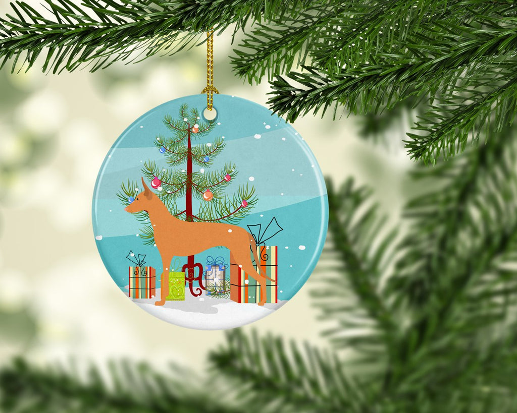 Pharaoh Hound Merry Christmas Tree Ceramic Ornament Christmas Tree Hanging Decorations for Home Christmas Holiday, Party, Gift, 3 in, Multicolor