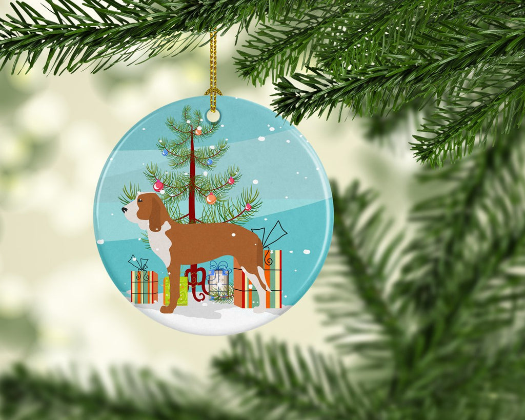 Spanish Hound Merry Christmas Tree Ceramic Ornament Christmas Tree Hanging Decorations for Home Christmas Holiday, Party, Gift, 3 in, Multicolor