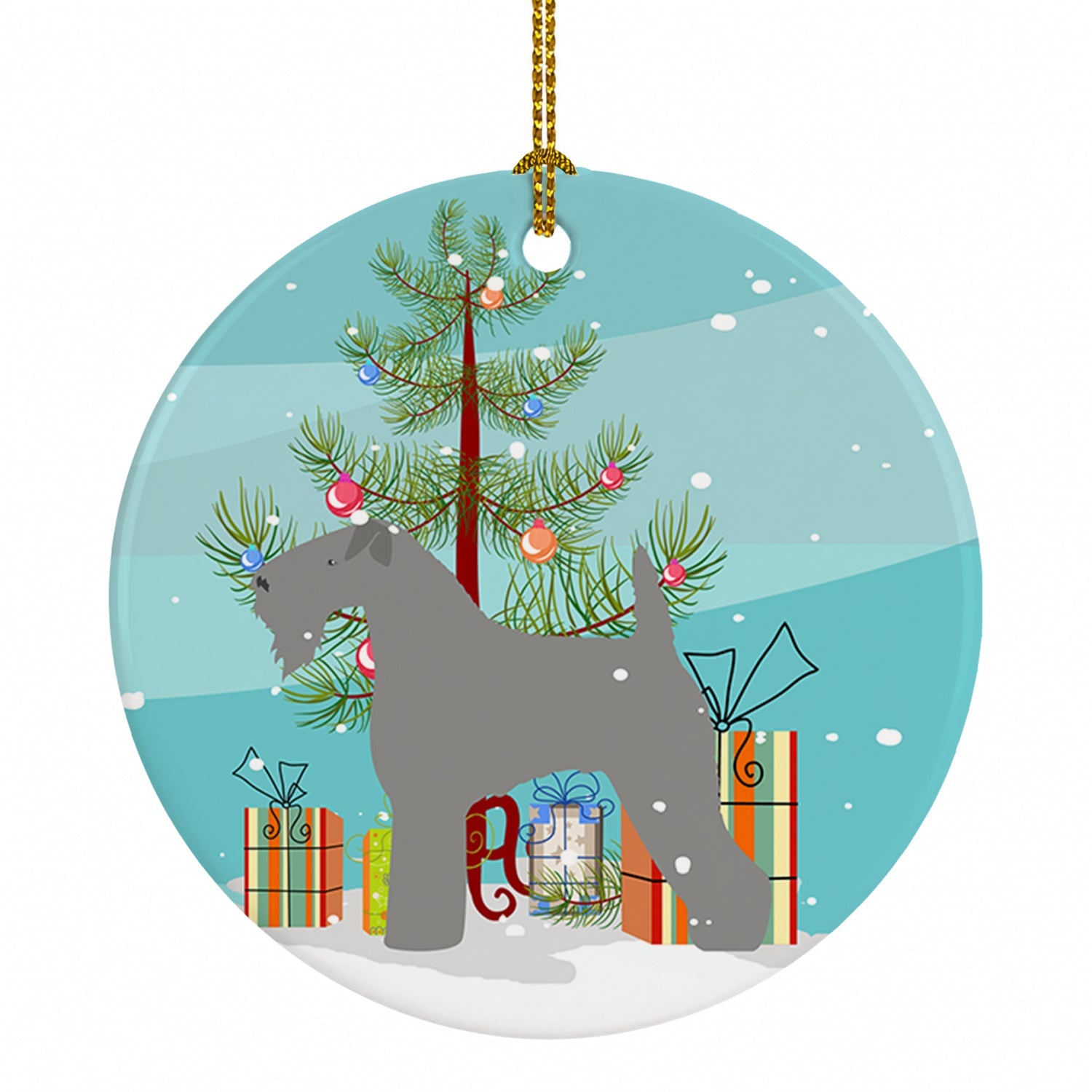 Kerry Blue Terrier Merry Christmas Tree Ceramic Ornament Christmas Tree Hanging Decorations for Home Christmas Holiday, Party, Gift, 3 in, Multicolor
