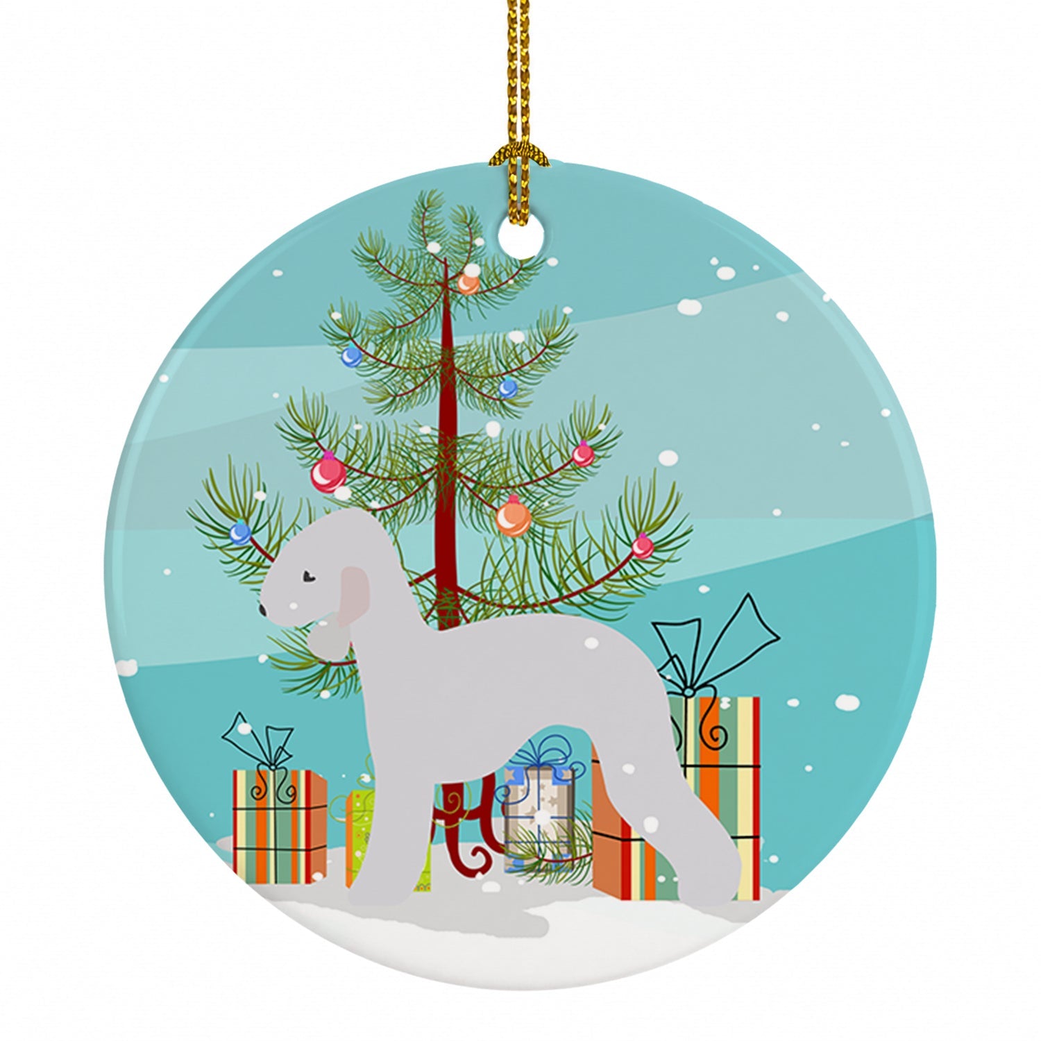 Bedlington Terrier Merry Christmas Tree Ceramic Ornament Christmas Tree Hanging Decorations for Home Christmas Holiday, Party, Gift, 3 in, Multicolor