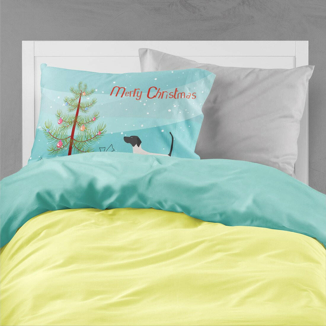 English Pointer Merry Christmas Tree Standard Pillowcase Lightweight Super Soft Easy Care Decorative Artwork Pillowcase, Standard