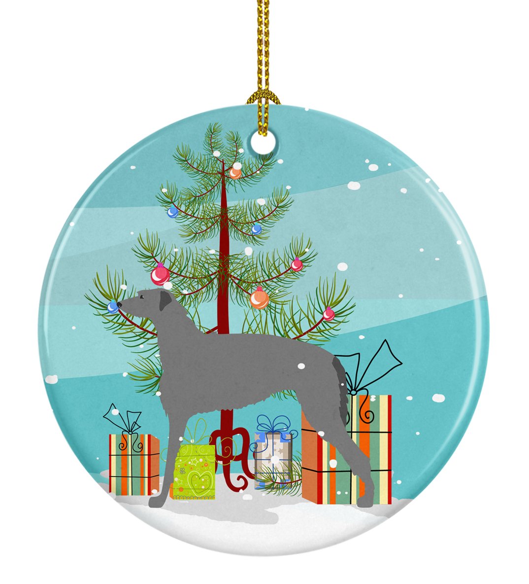 Scottish Deerhound Merry Christmas Tree Ceramic Ornament Christmas Tree Hanging Decorations for Home Christmas Holiday, Party, Gift, 3 in, Multicolor