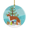 Borzoi Russian Greyhound Merry Christmas Tree Ceramic Ornament Christmas Tree Hanging Decorations for Home Christmas Holiday, Party, Gift, 3 in, Multicolor