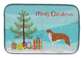 Borzoi Russian Greyhound Merry Christmas Tree Dish Drying Mat Absorbent Dish Drying Mat Pad for Kitchen Counter Dish Drainer Mat for Countertop, 14 x 21", Multicolor