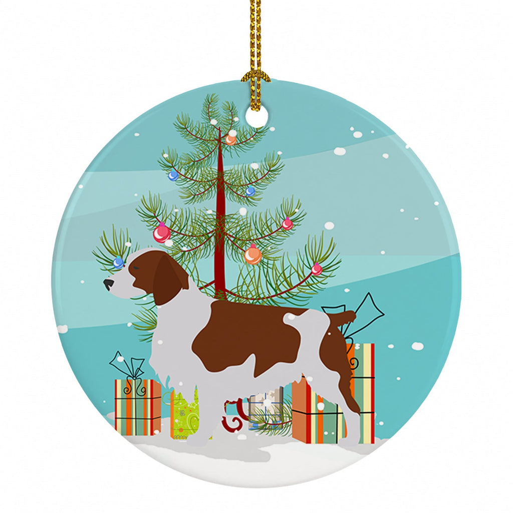 Welsh Springer Spaniel Merry Christmas Tree Ceramic Ornament Christmas Tree Hanging Decorations for Home Christmas Holiday, Party, Gift, 3 in, Multicolor