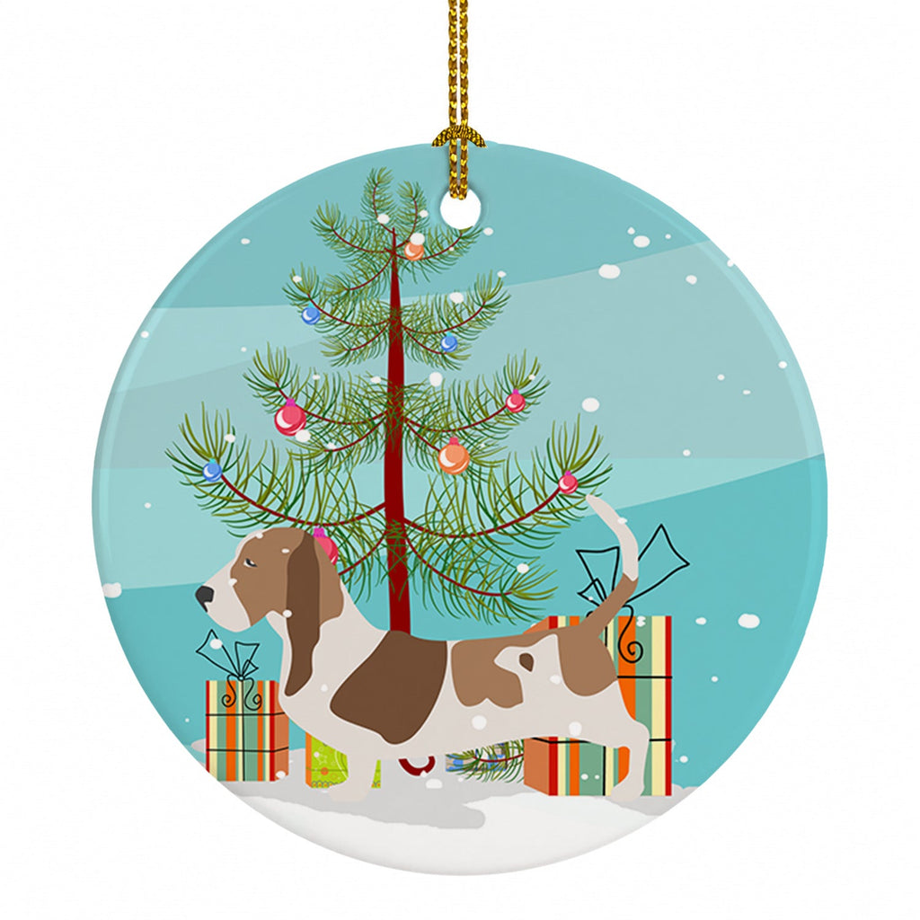 Basset Hound Merry Christmas Tree Ceramic Ornament Christmas Tree Hanging Decorations for Home Christmas Holiday, Party, Gift, 3 in, Multicolor