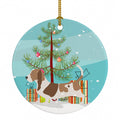 Basset Hound Merry Christmas Tree Ceramic Ornament Christmas Tree Hanging Decorations for Home Christmas Holiday, Party, Gift, 3 in, Multicolor