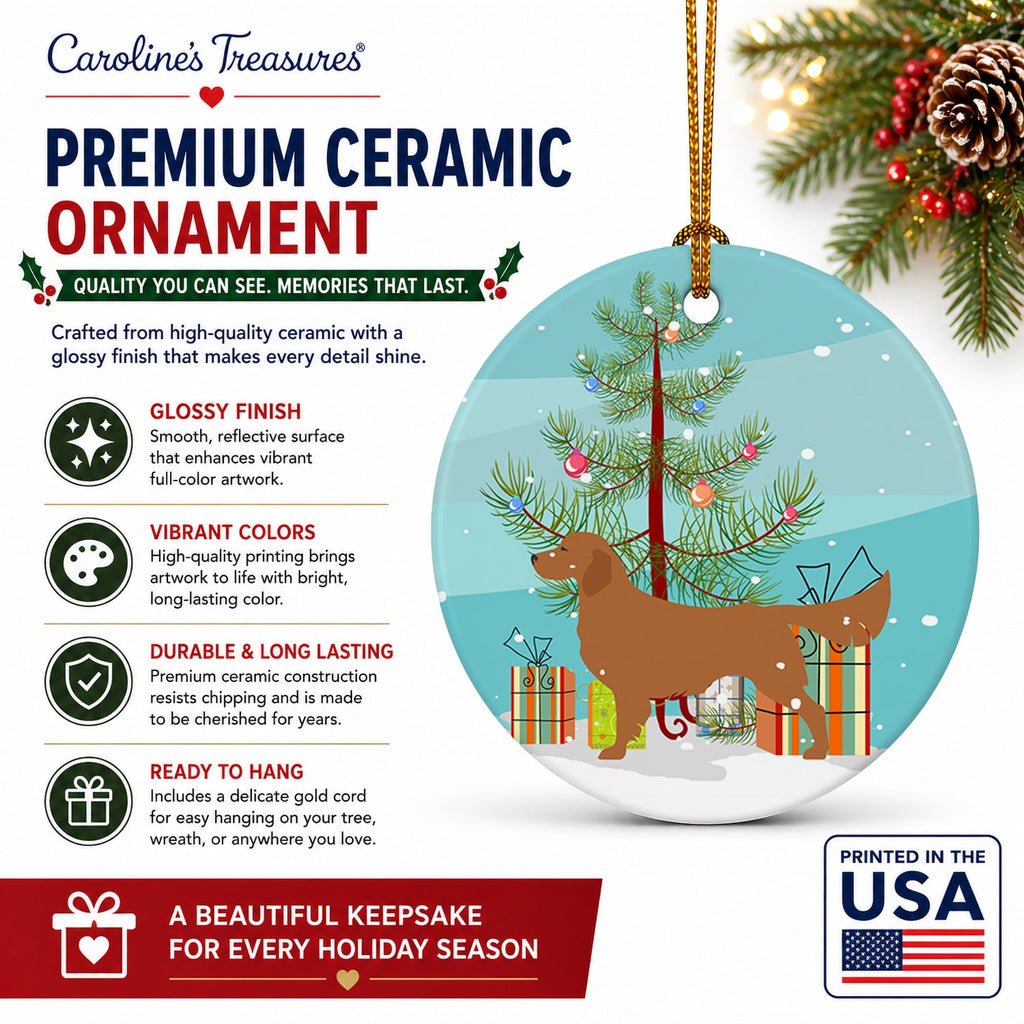 Golden Retriever Merry Christmas Tree Ceramic Ornament Christmas Tree Hanging Decorations for Home Christmas Holiday, Party, Gift, 3 in, Multicolor