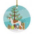Greyhound Merry Christmas Tree Ceramic Ornament Christmas Tree Hanging Decorations for Home Christmas Holiday, Party, Gift, 3 in, Multicolor