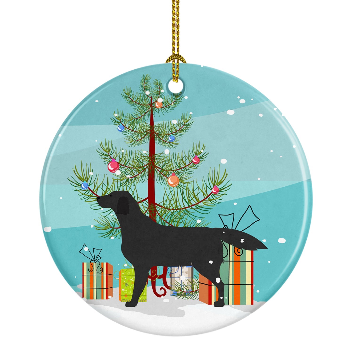 Black Labrador Retriever Merry Christmas Tree Ceramic Ornament Christmas Tree Hanging Decorations for Home Christmas Holiday, Party, Gift, 3 in, Multicolor