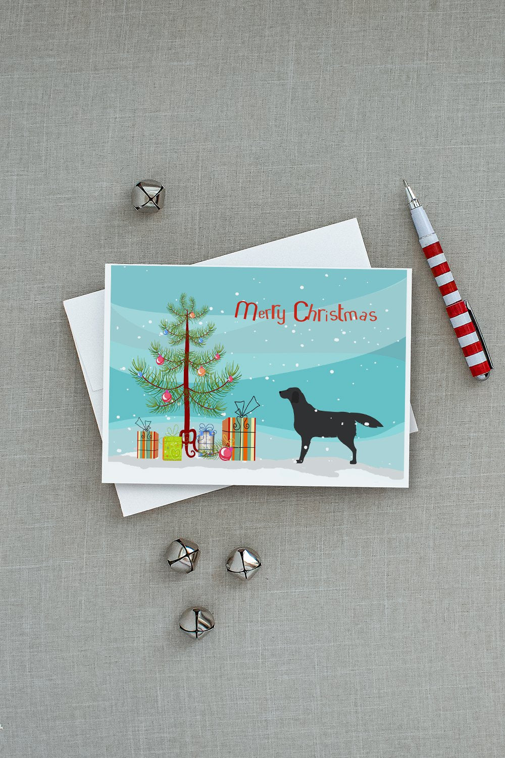 Black Labrador Retriever Merry Christmas Tree Greeting Cards Pack of 8 Blank Cards with Envelopes Whimsical A7 Size 5x7