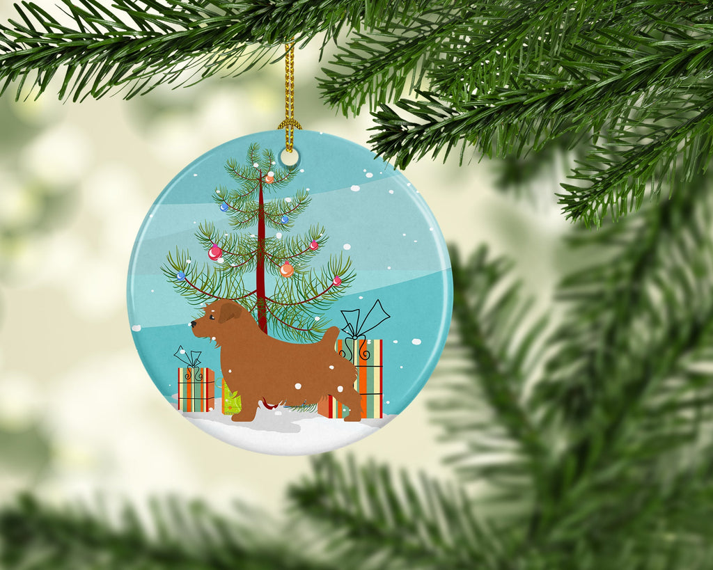 Norfolk Terrier Merry Christmas Tree Ceramic Ornament Christmas Tree Hanging Decorations for Home Christmas Holiday, Party, Gift, 3 in, Multicolor