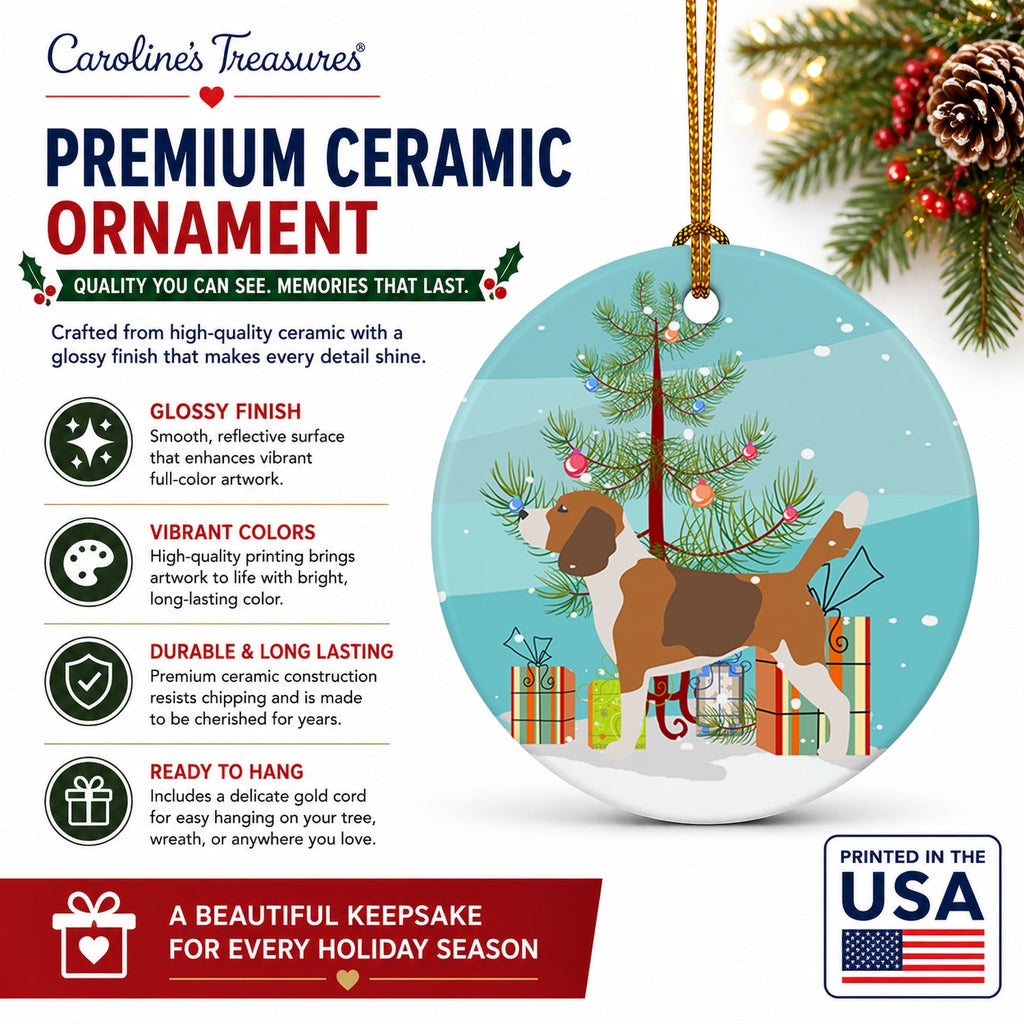 Beagle Merry Christmas Tree Ceramic Ornament Christmas Tree Hanging Decorations for Home Christmas Holiday, Party, Gift, 3 in, Multicolor