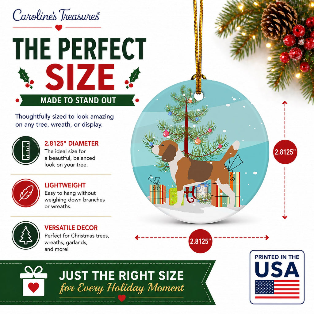 Beagle Merry Christmas Tree Ceramic Ornament Christmas Tree Hanging Decorations for Home Christmas Holiday, Party, Gift, 3 in, Multicolor