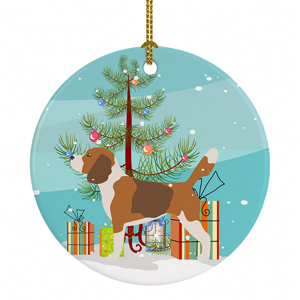 Beagle Merry Christmas Tree Ceramic Ornament Christmas Tree Hanging Decorations for Home Christmas Holiday, Party, Gift, 3 in, Multicolor