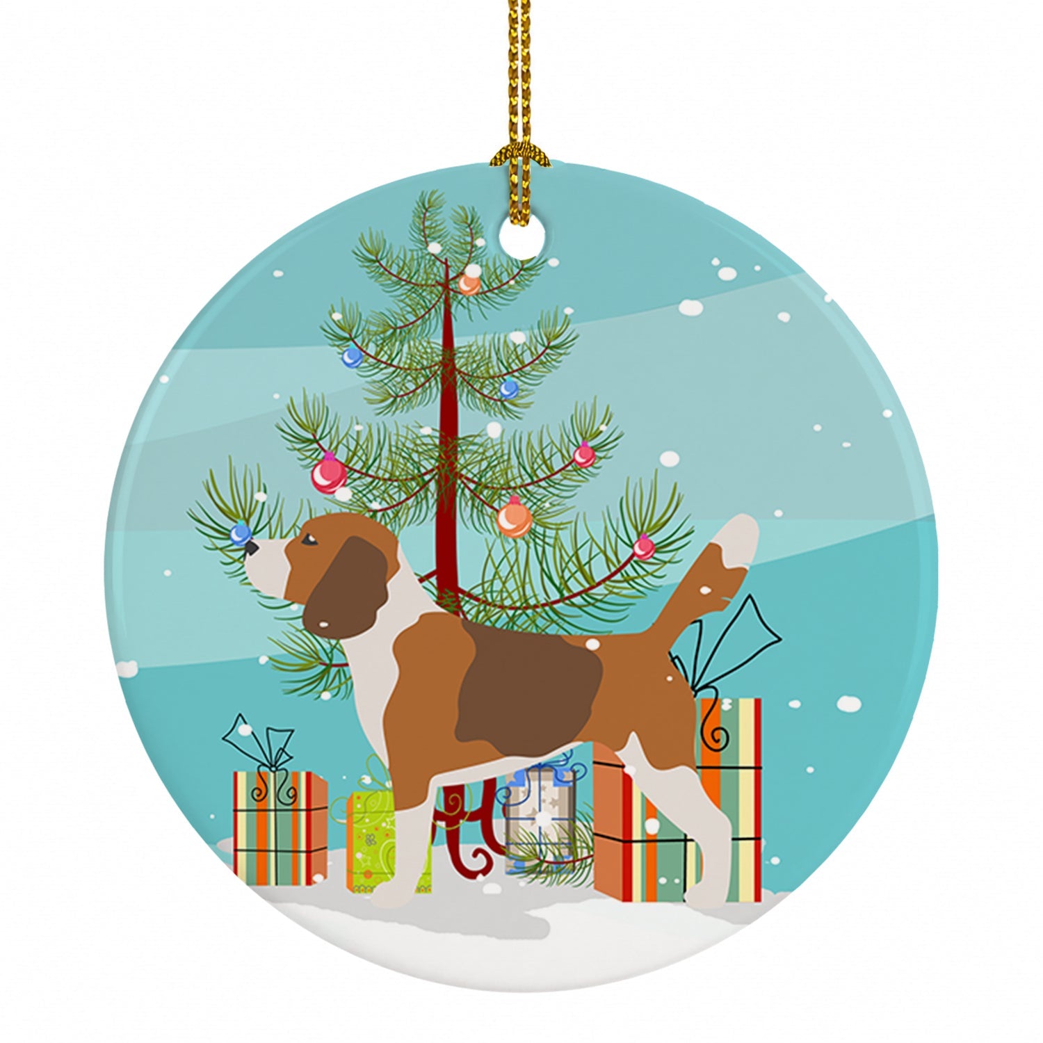 Beagle Merry Christmas Tree Ceramic Ornament Christmas Tree Hanging Decorations for Home Christmas Holiday, Party, Gift, 3 in, Multicolor