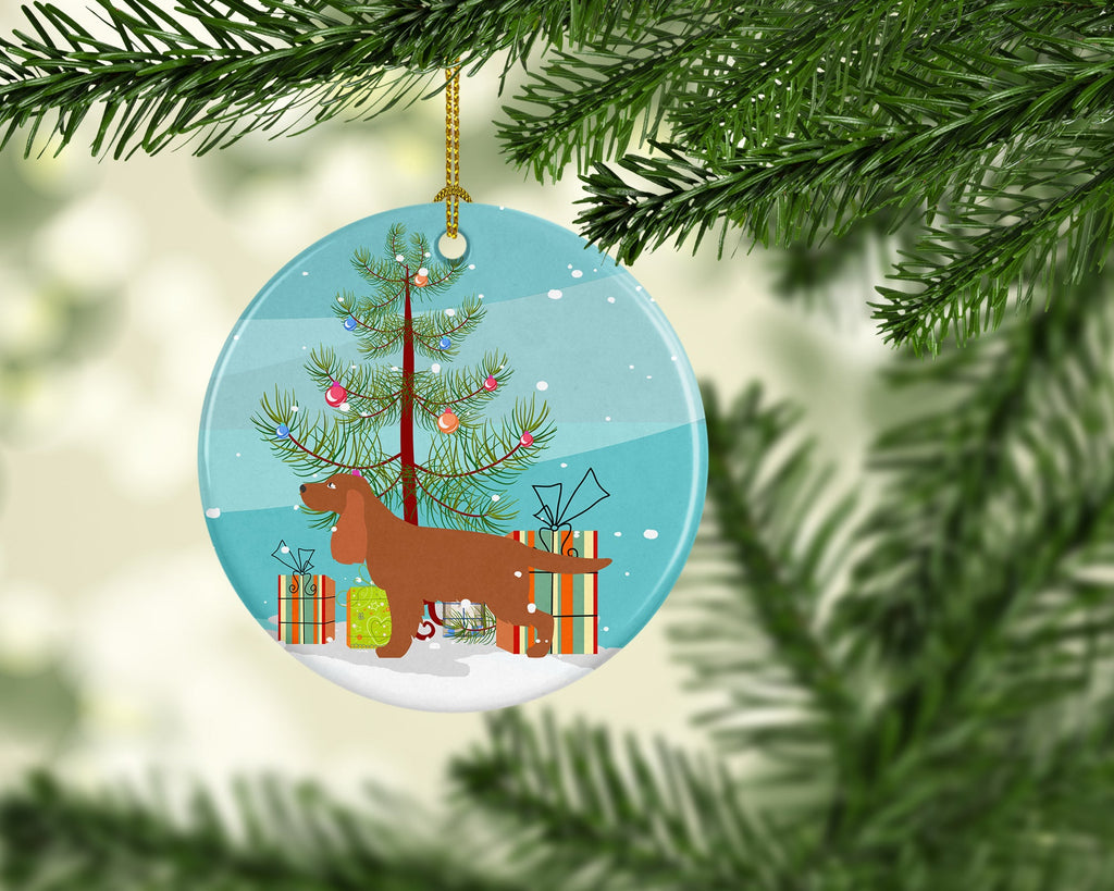 English Cocker Spaniel Merry Christmas Tree Ceramic Ornament Christmas Tree Hanging Decorations for Home Christmas Holiday, Party, Gift, 3 in, Multicolor