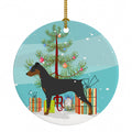 German Pinscher Merry Christmas Tree Ceramic Ornament Christmas Tree Hanging Decorations for Home Christmas Holiday, Party, Gift, 3 in, Multicolor