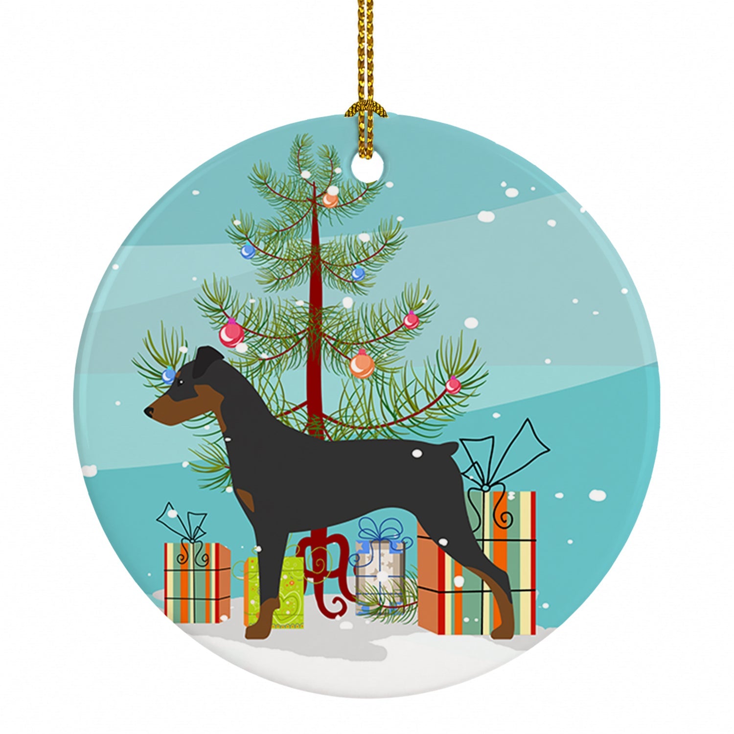German Pinscher Merry Christmas Tree Ceramic Ornament Christmas Tree Hanging Decorations for Home Christmas Holiday, Party, Gift, 3 in, Multicolor