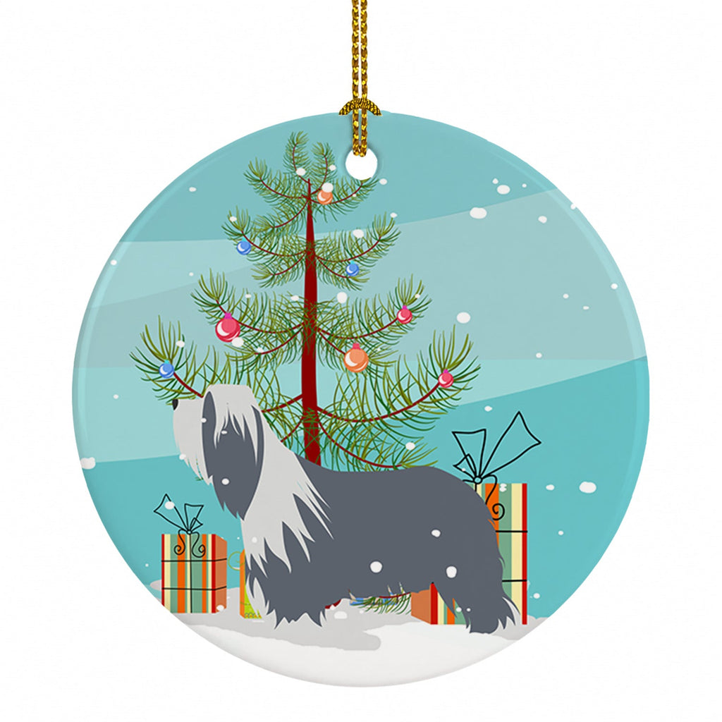 Bearded Collie Dog Merry Christmas Tree Ceramic Ornament Christmas Tree Hanging Decorations for Home Christmas Holiday, Party, Gift, 3 in, Multicolor